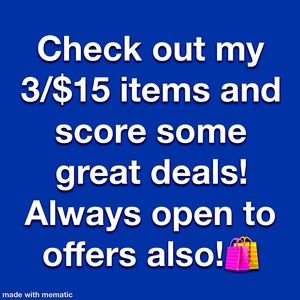 3/$15 deals! (Noted in listing titles)